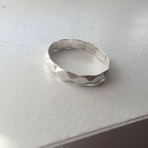 Sterling Ring Hammered Look Pretty Angled Pattern Sz 9.5
